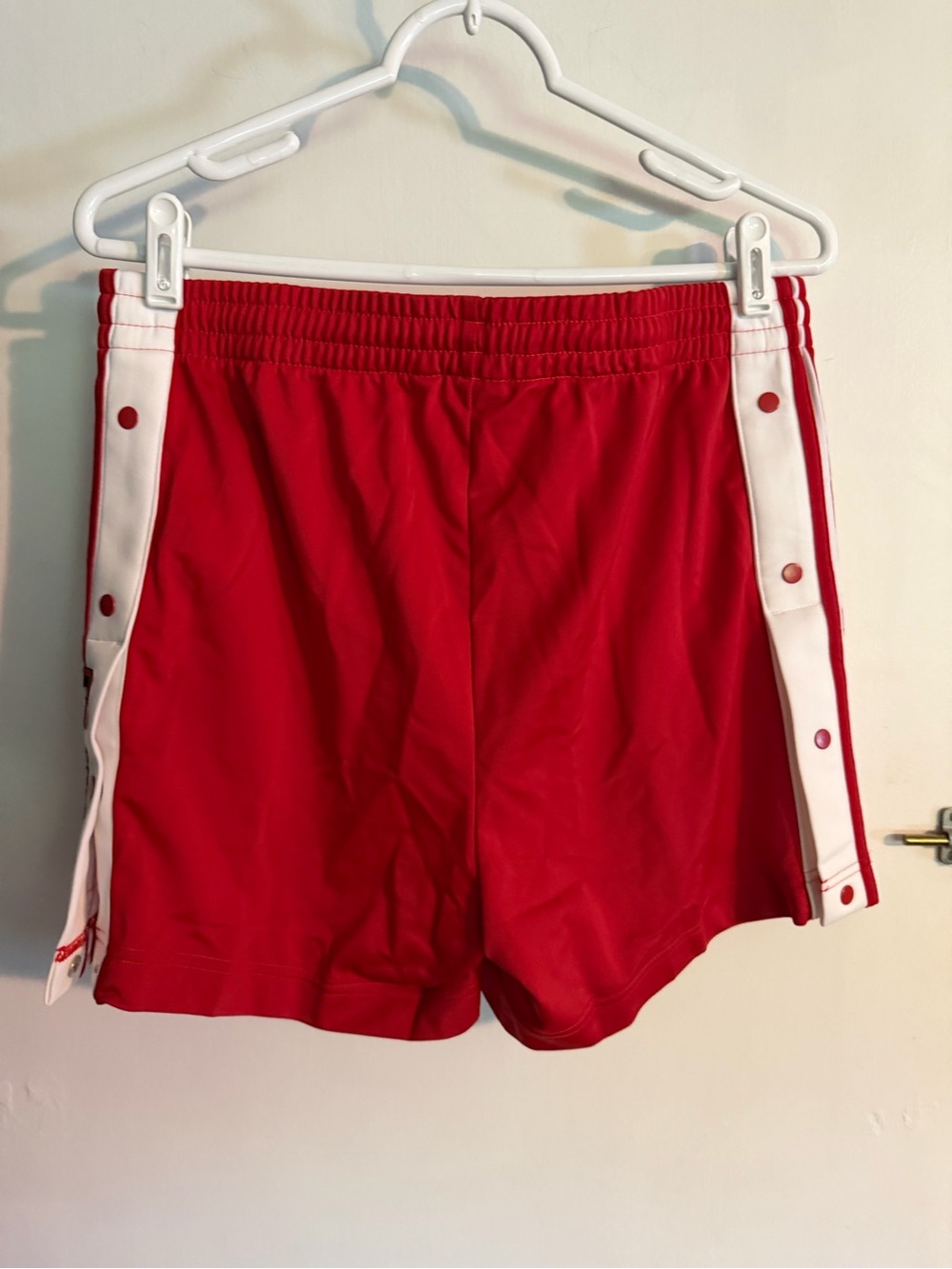 adidas Originals Red and White Snap-Front Athletic Shorts, Sz Medium - Picture 3 of 4